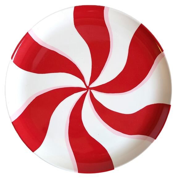 Christmas Holiday Plates Set of 2 Plastic Ceramic Red White Decor - Picture 5 of 6